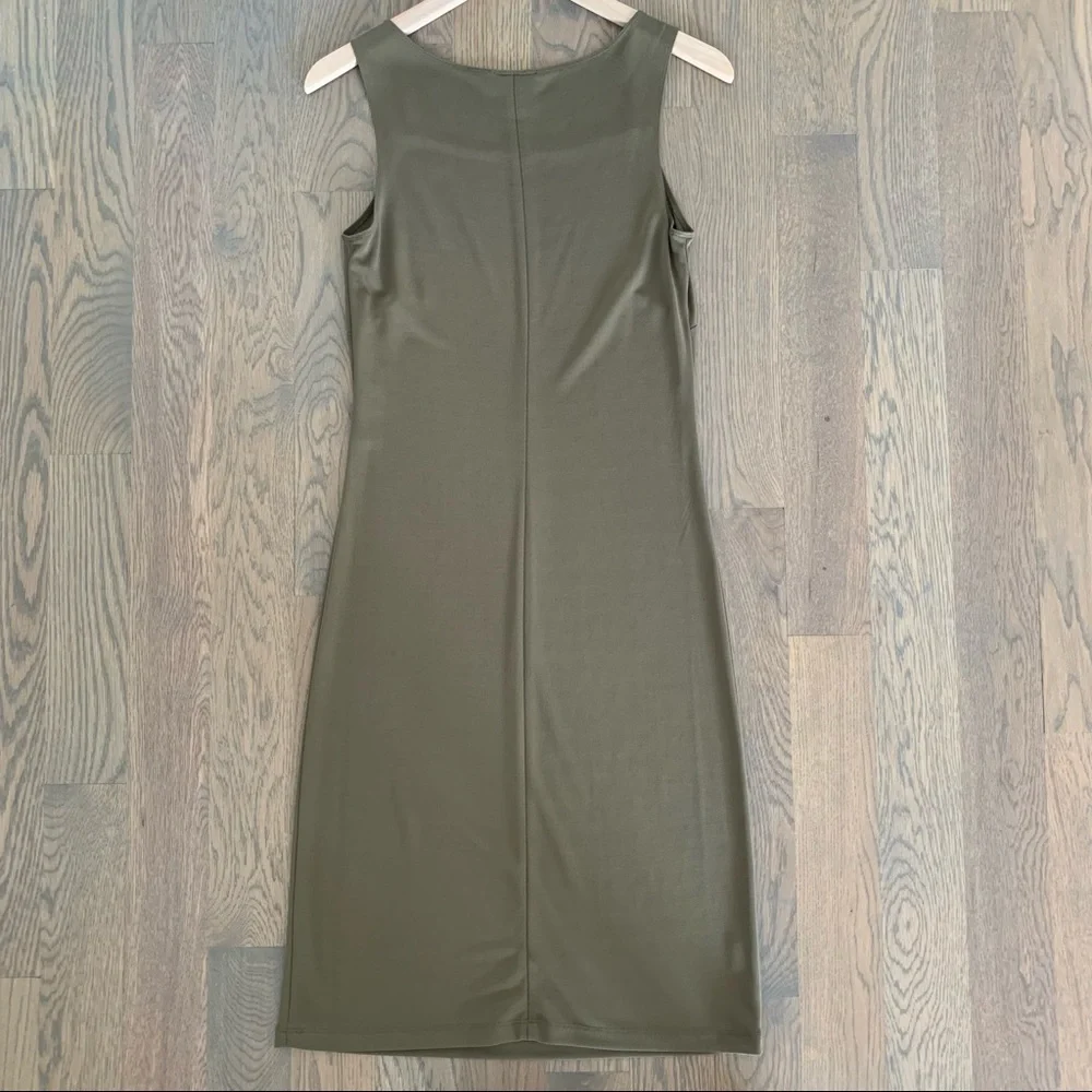 Vintage Y2K Ann Taylor Olive Square Neck Jersey Maxi Dress in Olive Green Size 4